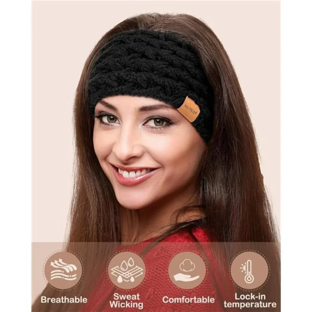 UO Winter Headbands for Women 3 Pack, Ear Warmers for Women Knit Fleece Lined,